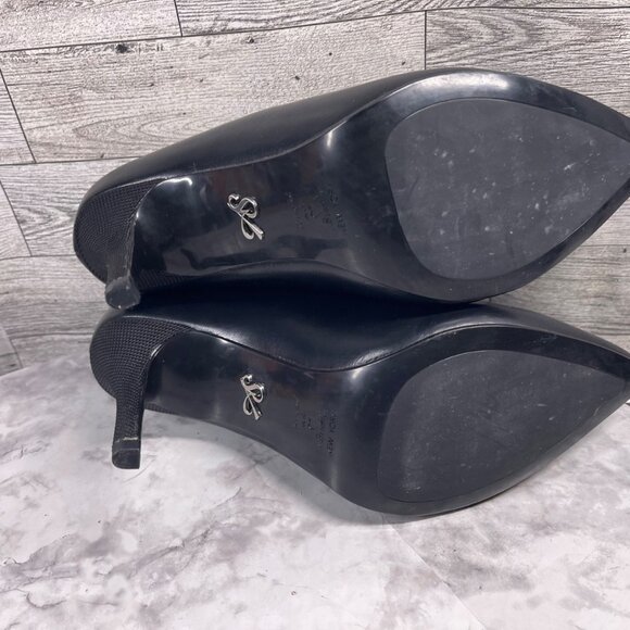 Antonia Saint New York Heels Women 7.5 Shoes Black Leather Pointed Cushion Pumps - Picture 16 of 16